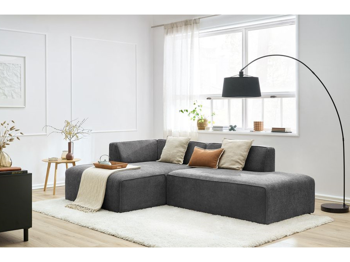 Bobochic Megeve Ecksofa Strukturstoff Dunkelgrau Ecke links