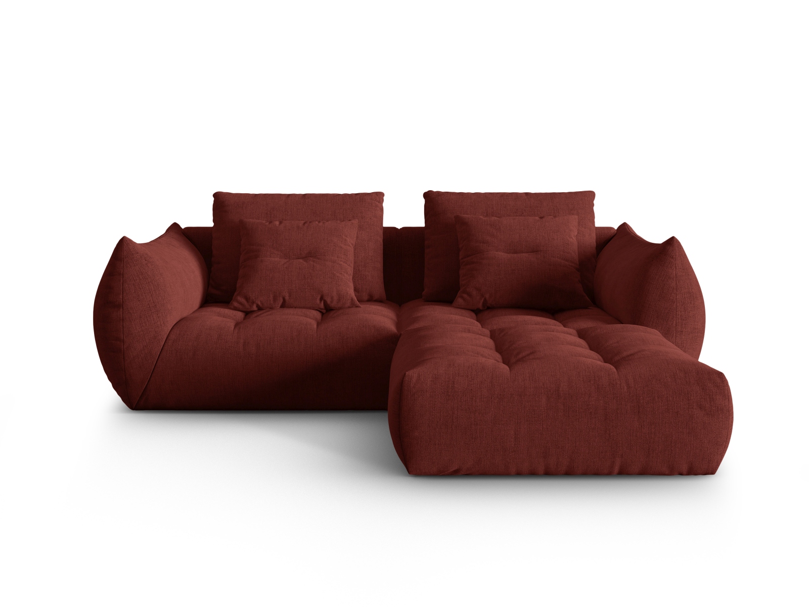 Micadoni Ecksofa Bloom 3-Sitzer Strukturierter Stoff Rot