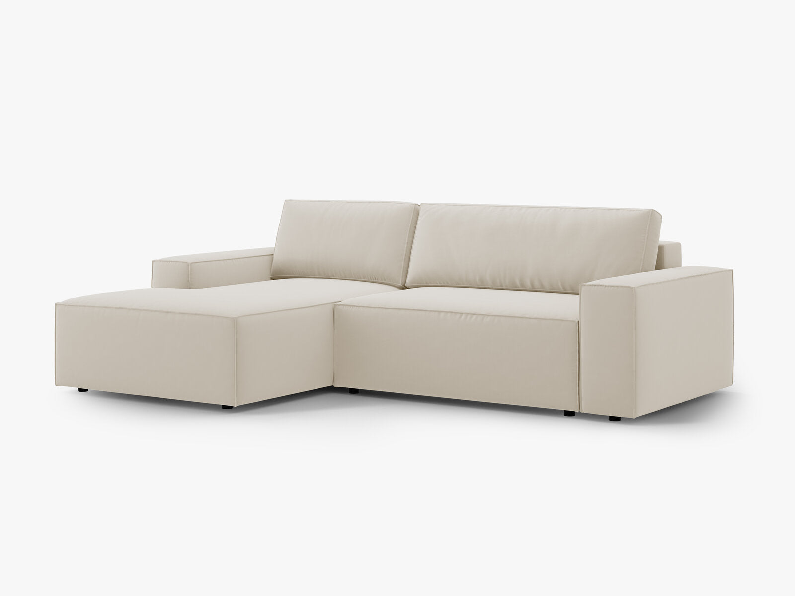 Micadoni Schlaf-Ecksofa Jodie 3-Sitzer Links Samt Dunkelbeige