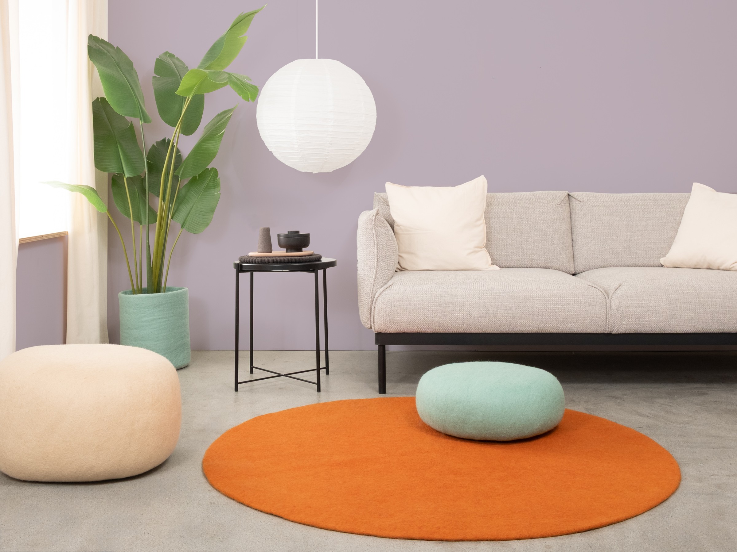 myfelt Afra Filzteppich Orange rund Ø 50 cm