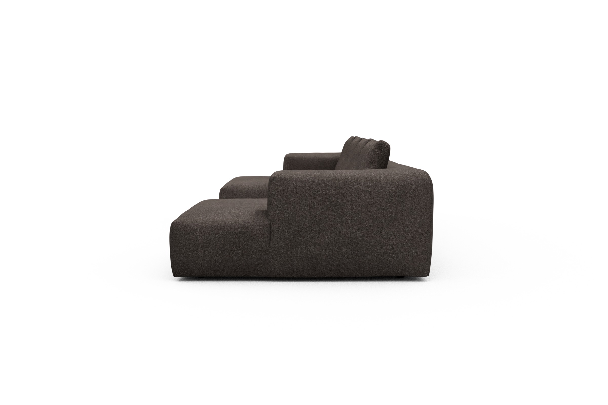 Wohnlandschaft Fred mit 2-Sitzer und Chaiselongue beidseitig Boucle-Taupe