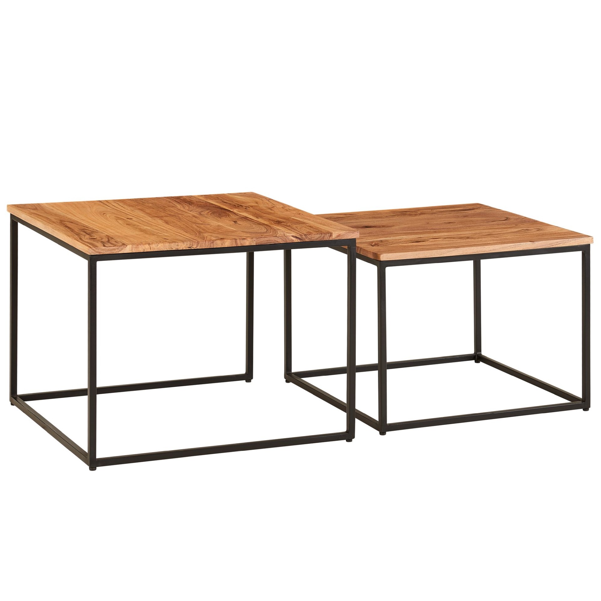 Satztisch 2er-Set Bakkagerdi Akazie Massivholz 60 × 60 × 46 cm