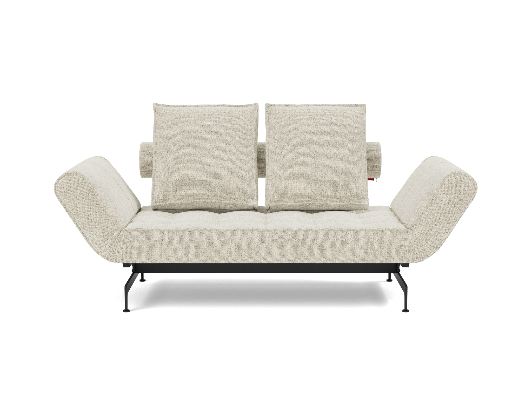 Tagesbett Ghia Strukturierter Stoff Taura 357-Off-White Beine Laser schwarz