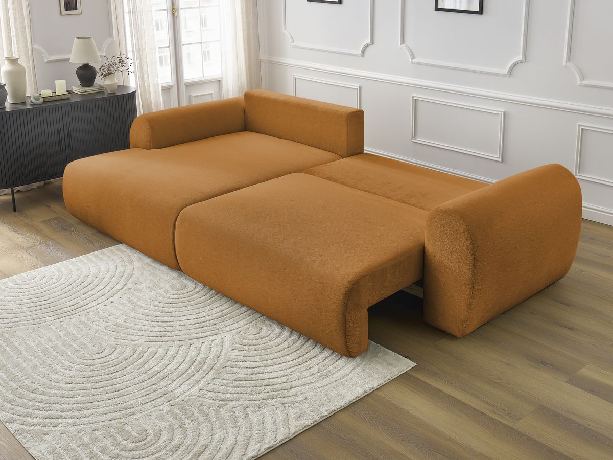 Bobochic Lucien Ecksofa mit Schlaffunktion und Bettkasten 314 × 167 cm Stoff Gelb Ecke links