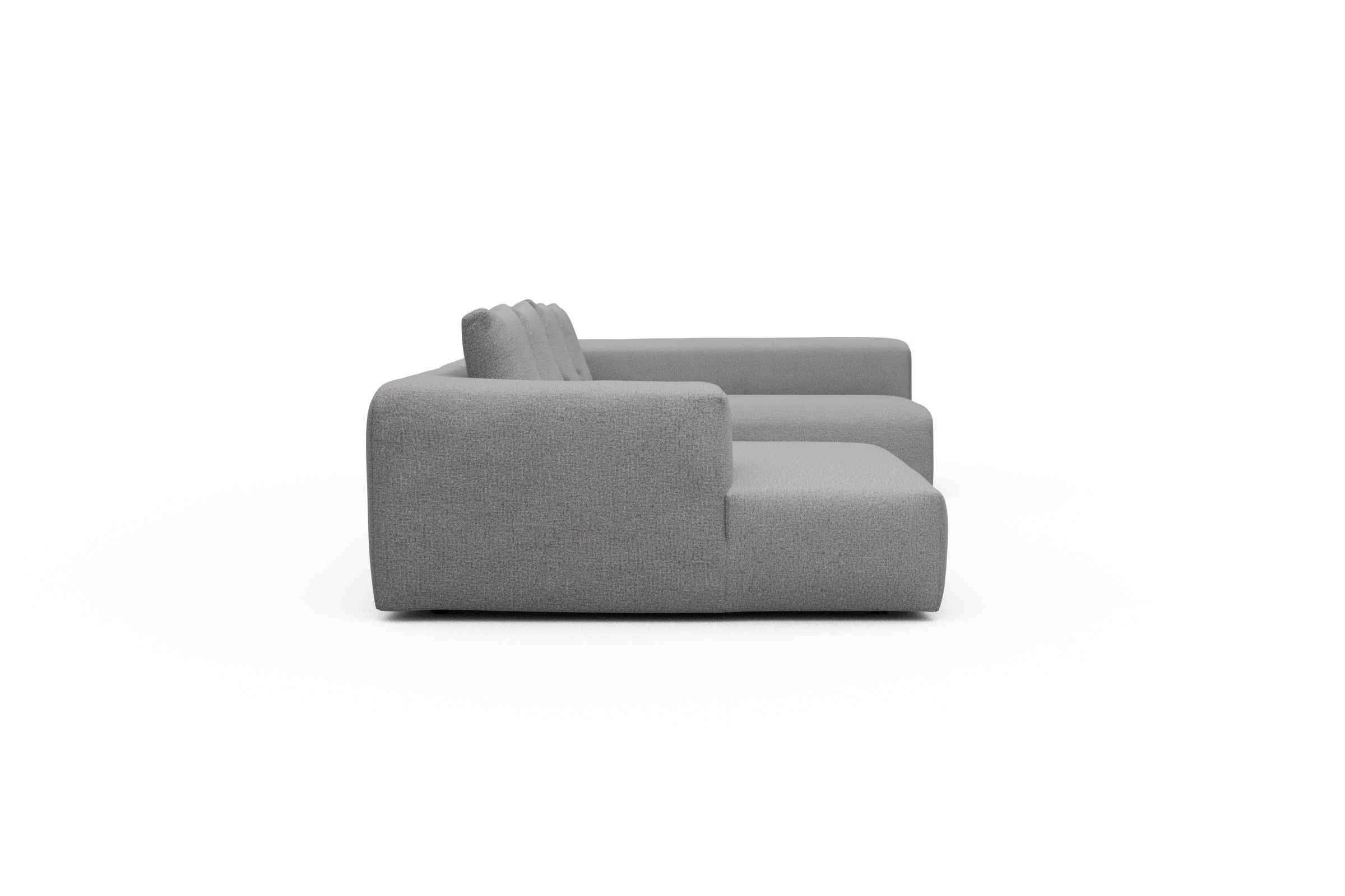 Wohnlandschaft Fred Chaiselongue links mit 2-Sitzer und lange Armlehne rechts Sama-Grey