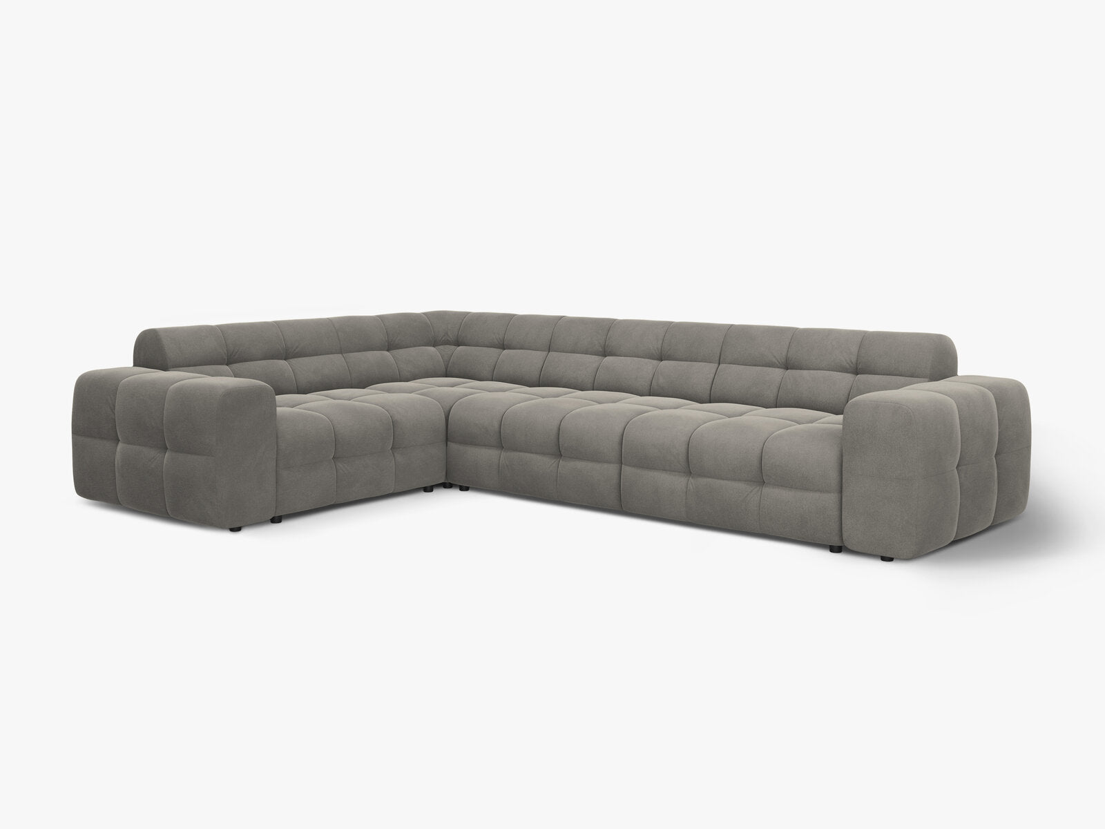 Micadoni Ecksofa Kendal 6-Sitzer Links Samt Magic Velvet Dunkelgrau