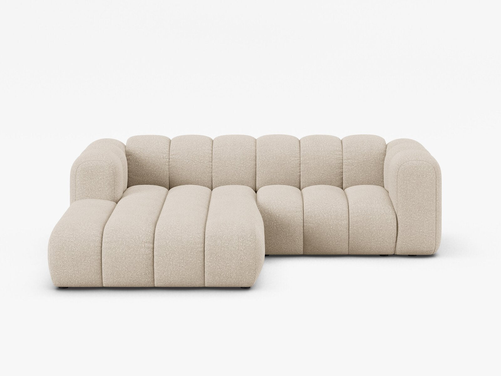 Micadoni Modulares Ecksofa Lupine 3-Sitzer Links Boucle Baloo Beige