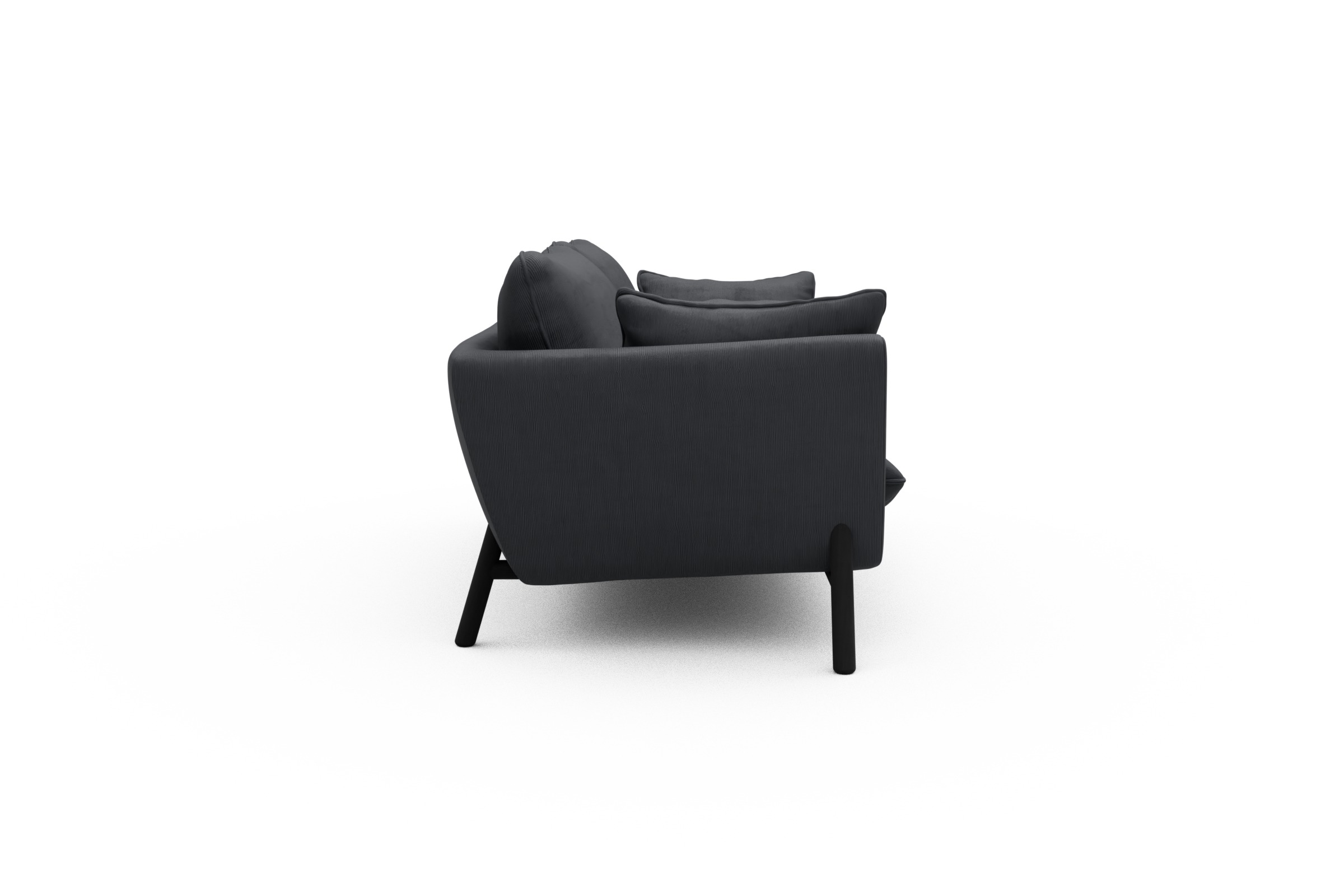 Sofa Emil 2-Sitzer Beinfarbe Eiche Schwarz Cordufine-Slate-Grey