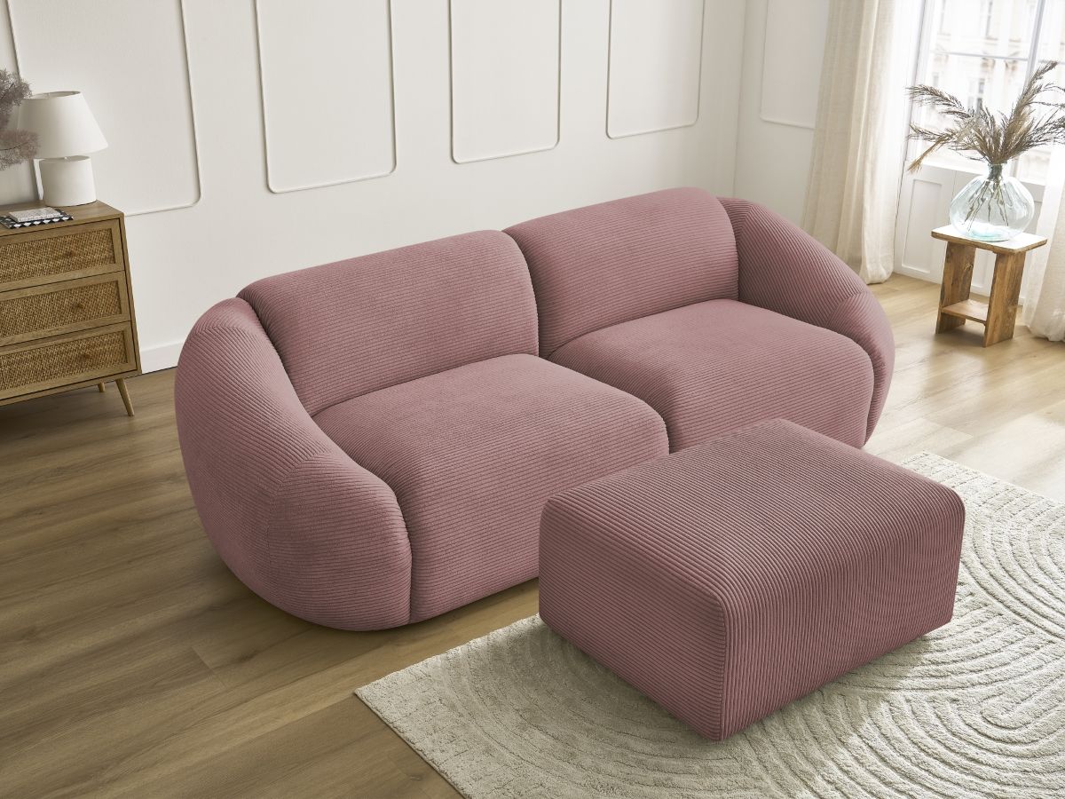 Bobochic Tina Sofa 4-Sitzer mit Pouf Cordsamt Rosa