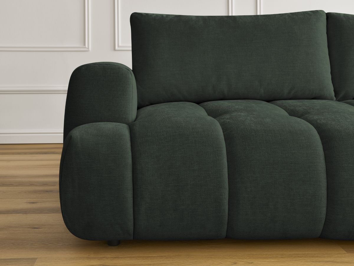 Bobochic Fuji Schlafsofa 3-Sitzer mit Bettkasten und Pouf Stoff Grün