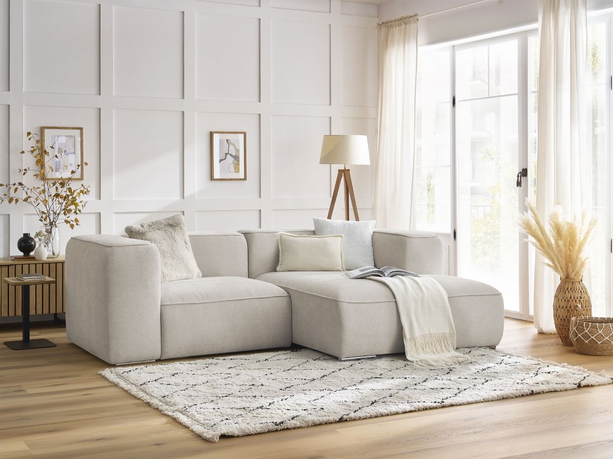 Bobochic Zephyr Ecksofa 260 × 165 cm Strukturstoff Beige Ecke rechts