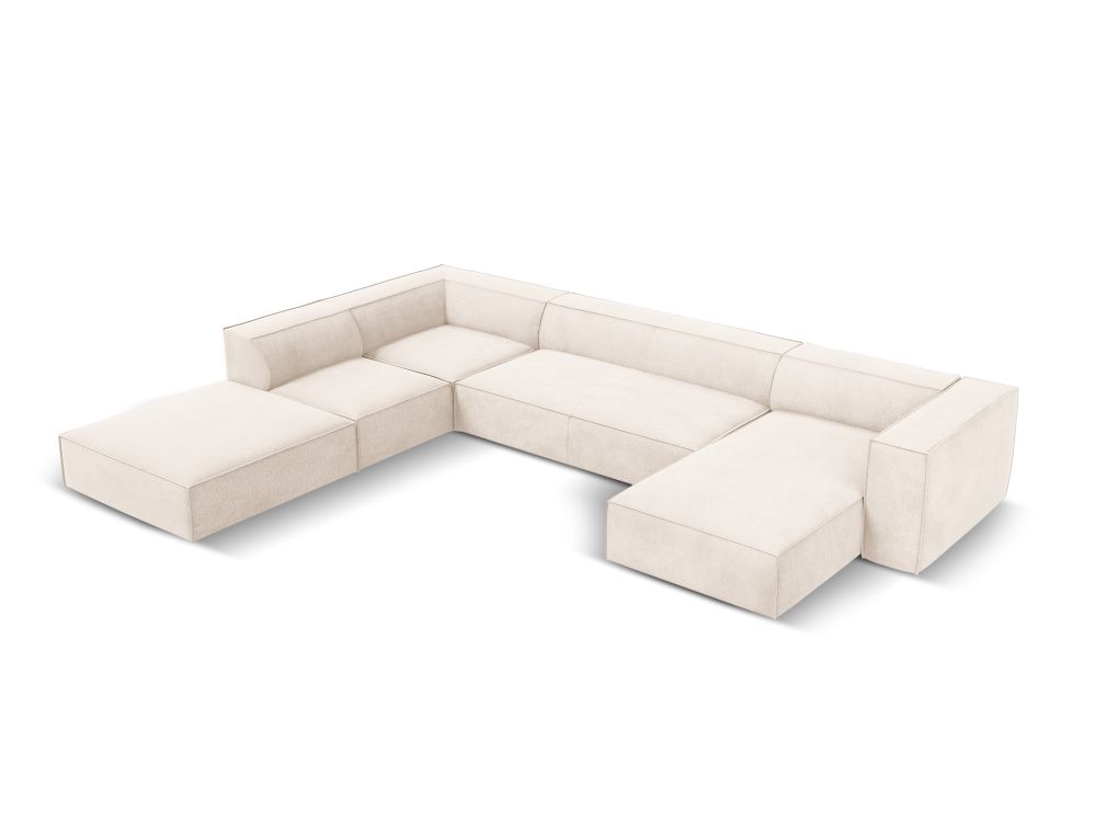 Cosmopolitan Design Panoramasofa Turin 6-Sitzer 365 cm Strukturierter Stoff Rosario Helles Beige Links