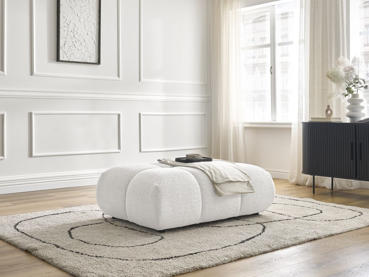 Bobochic Alya Pouf Bouclé-Stoff Weiß
