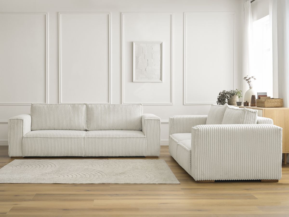 Bobochic Chelsea Sofa 5-Sitzer Breitcord weich Beige