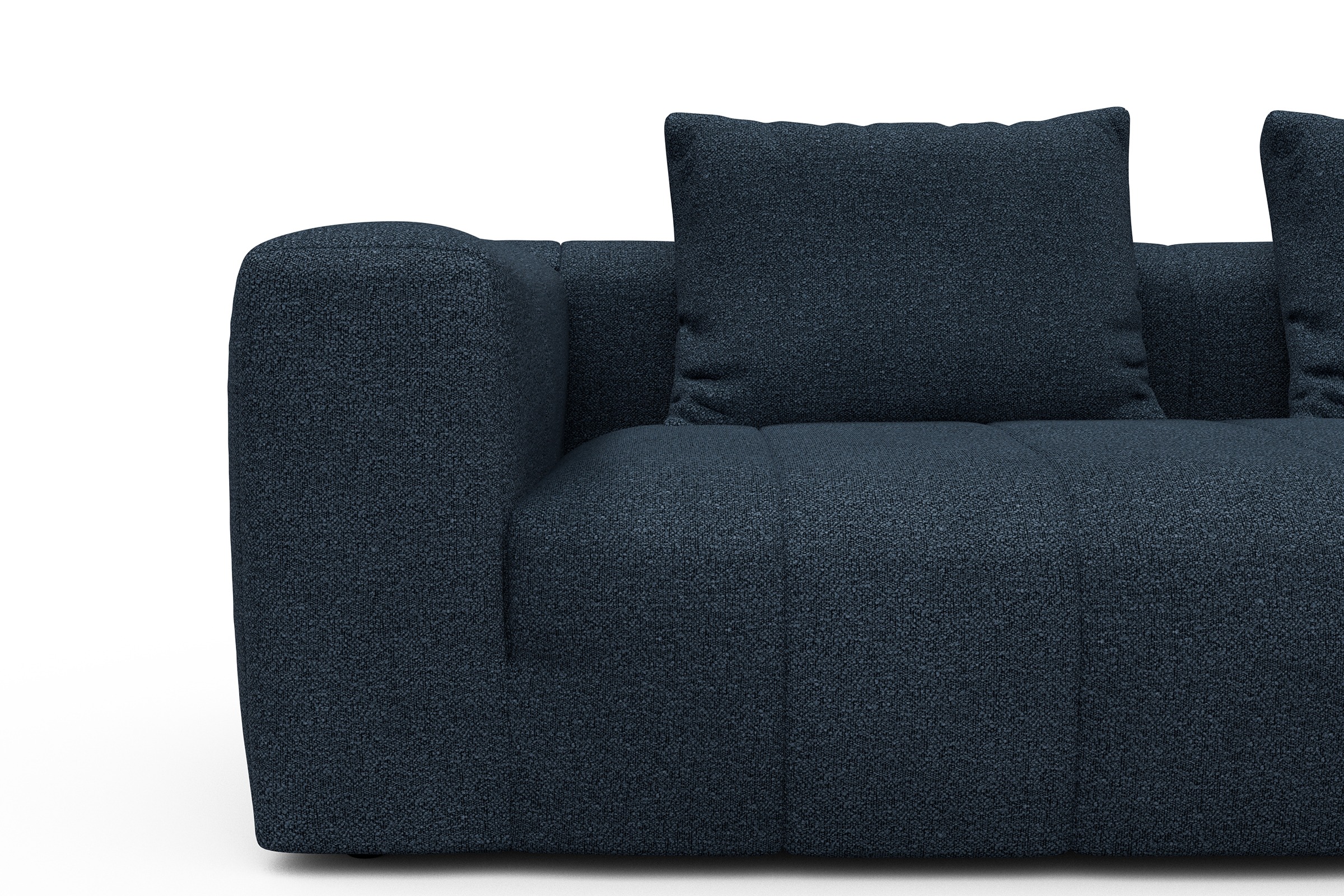 Ecksofa Hugo 2x 2,5-Sitzer Armlehne links Boucle-Blue