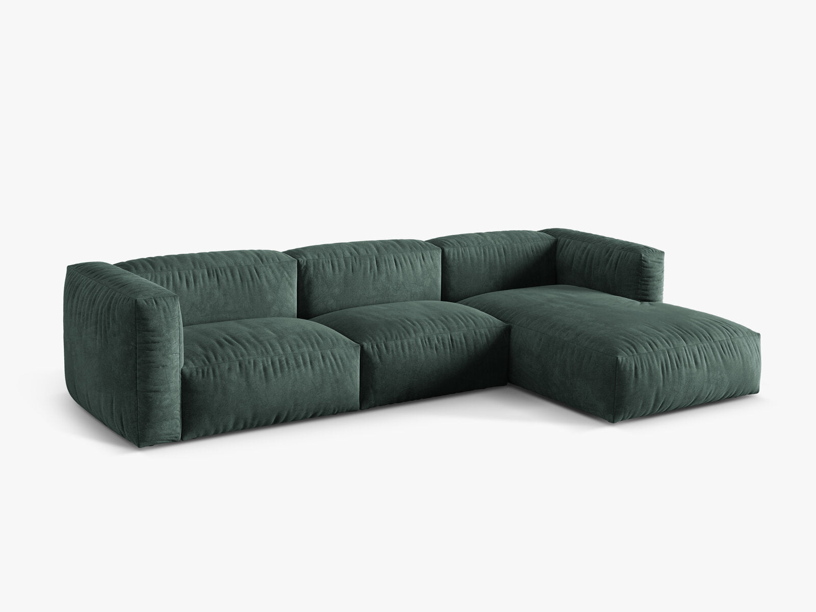 Micadoni Ecksofa Martina 3-Sitzer Rechts Samt Vogue Petrol