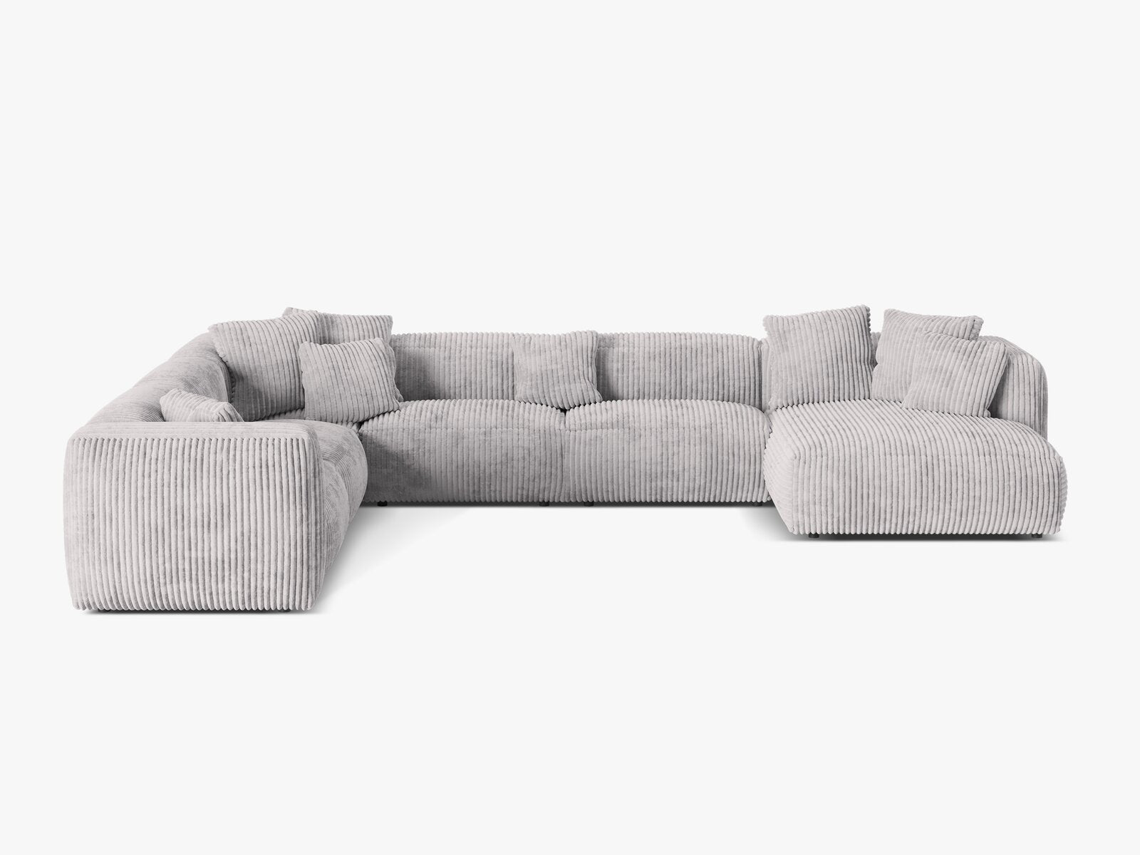Micadoni modulares Ecksofa XL Martina 6-Sitzer Links Kord Tilia Hellgrau
