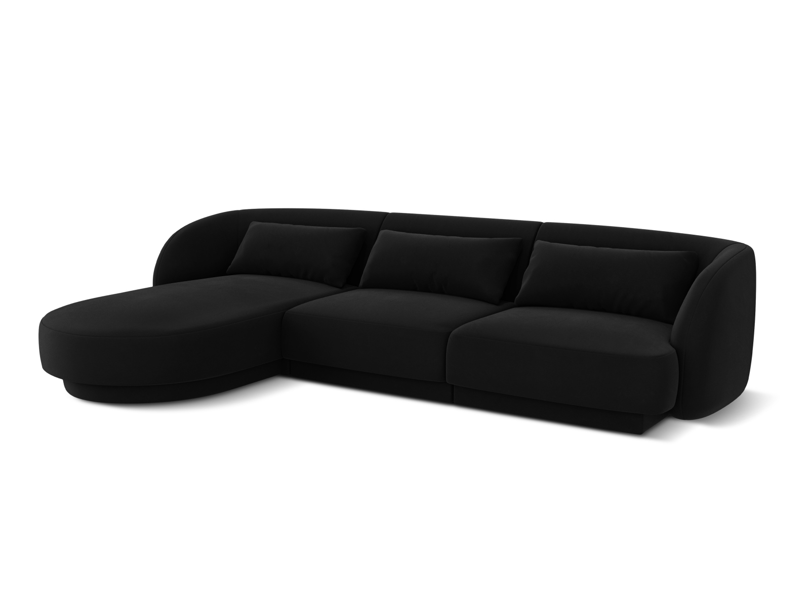 Cosmopolitan Design Ecksofa Tulum 4-Sitzer Samt Bluvel Schwarz Links