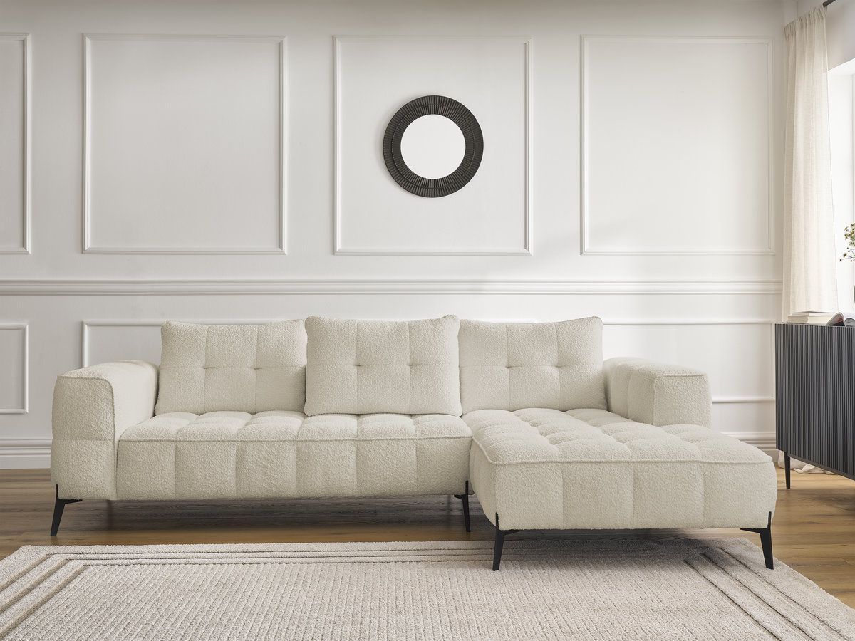 Bobochic Anis Ecksofa Bouclé-Stoff Beige Ecke rechts