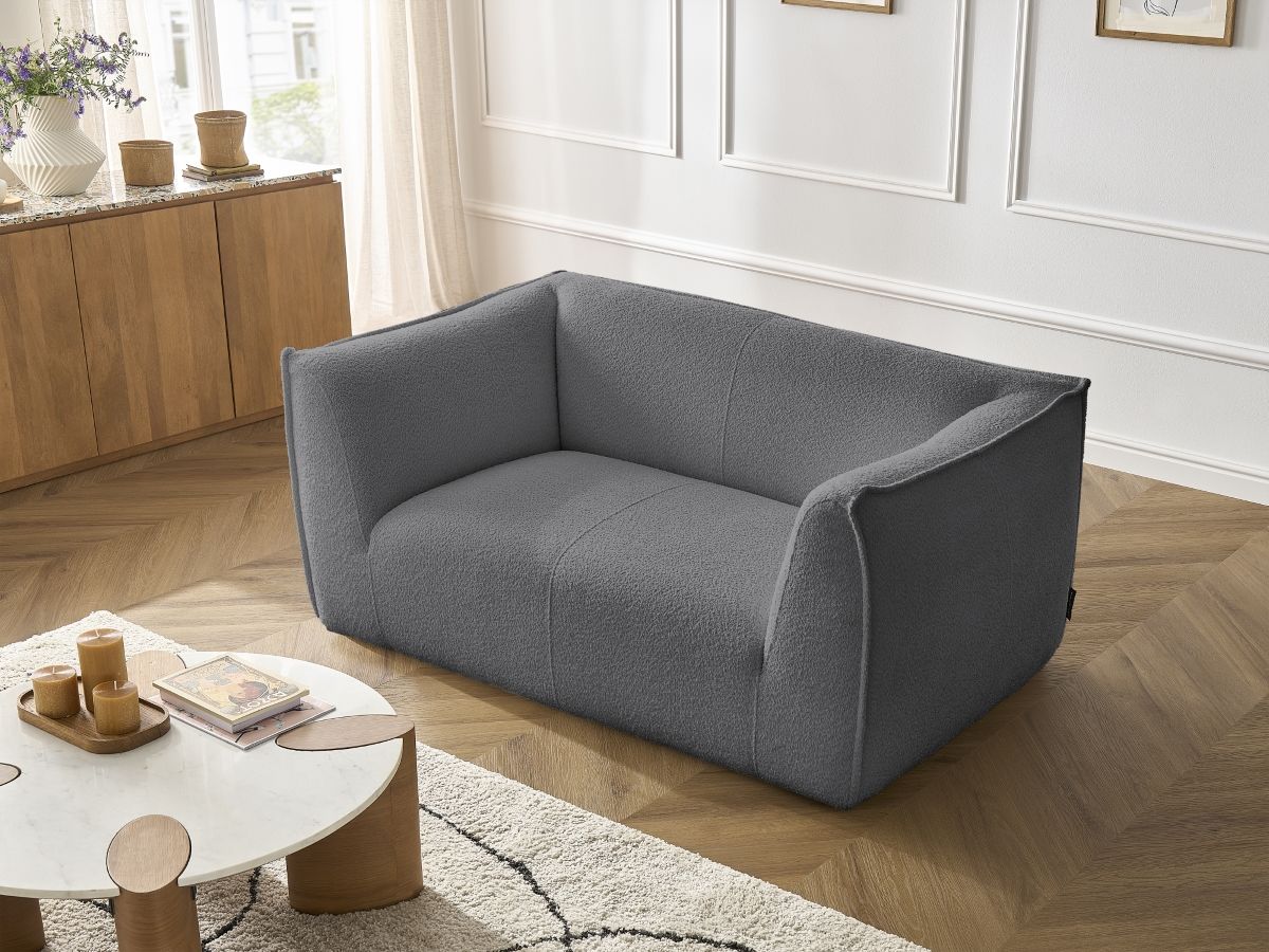 Bobochic Giorgia Sofa 2-Sitzer Bouclé-Stoff Dunkelgrau