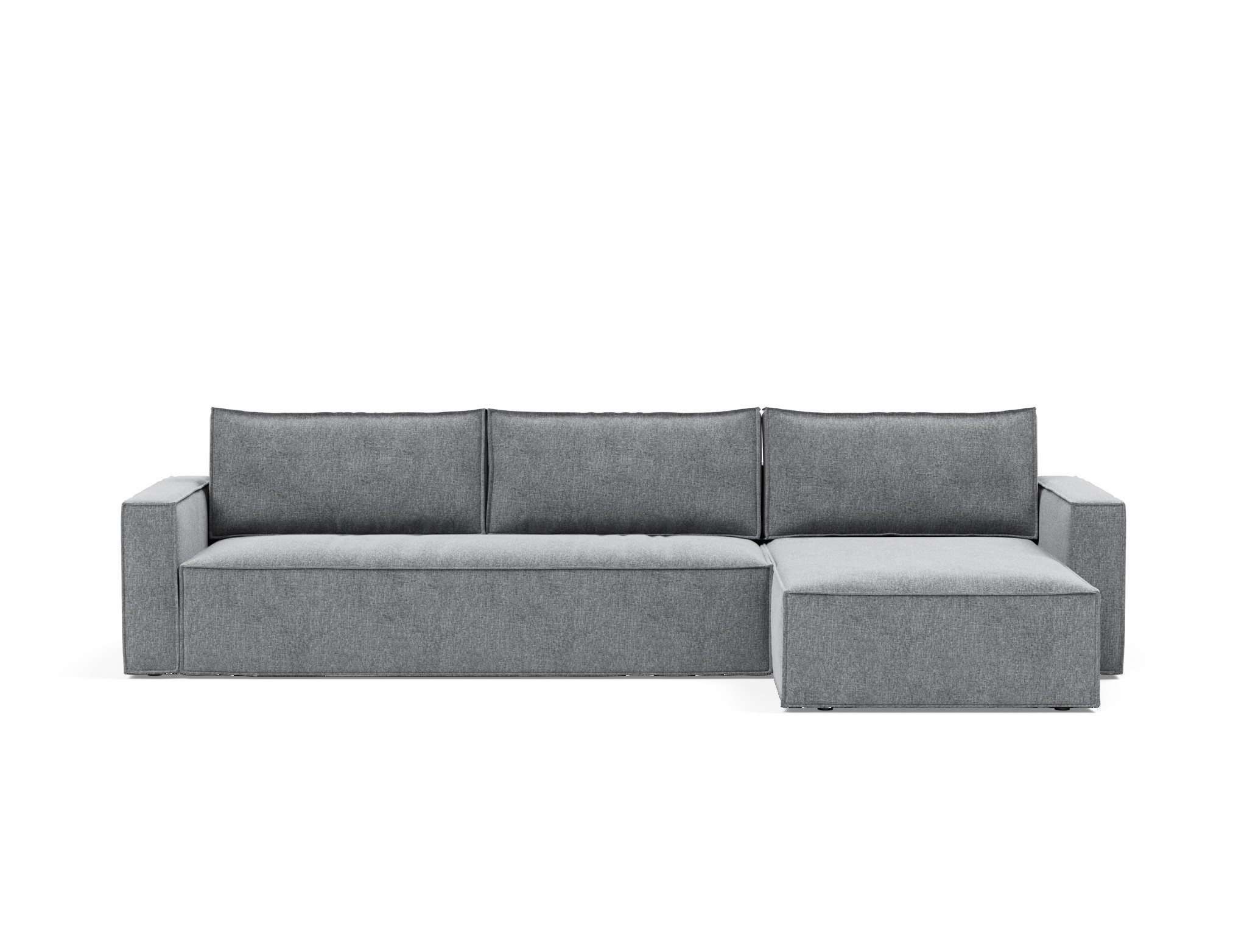 Schlafsofa Newilla mit Chaiselongue Strukturierter Stoff Twist 565-Granite