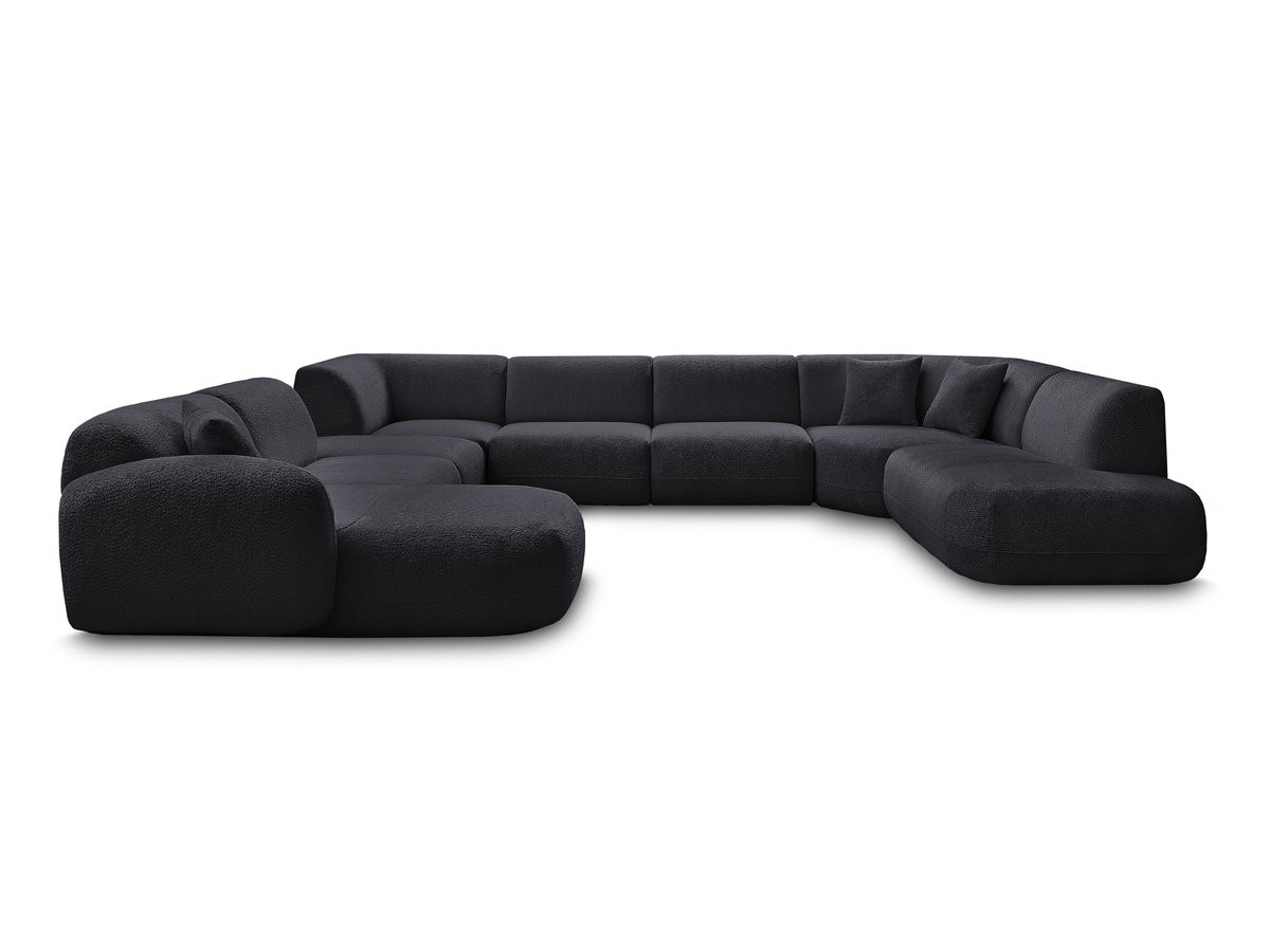 Bobochic Anda Wohnlandschaft mit Pouf 396 × 357 cm Chenille Schwarz Ecke links