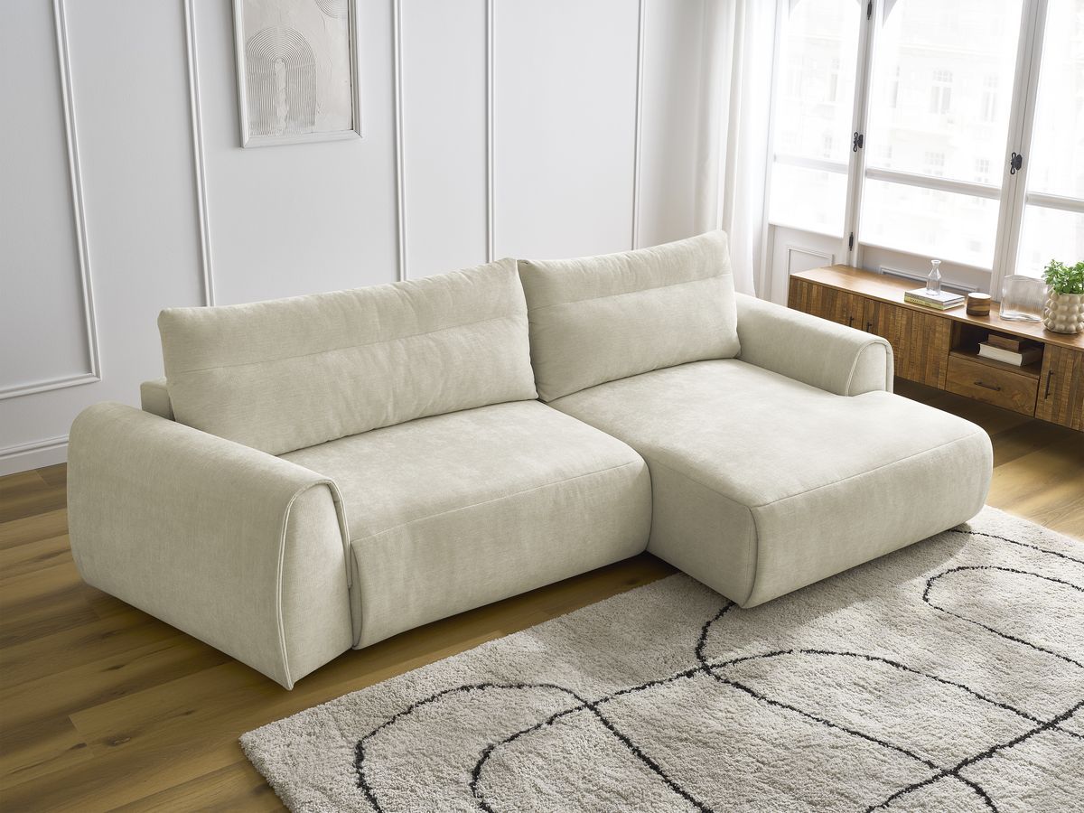 Bobochic Aden Ecksofa 293 × 152 cm Stoff Beige Ecke rechts