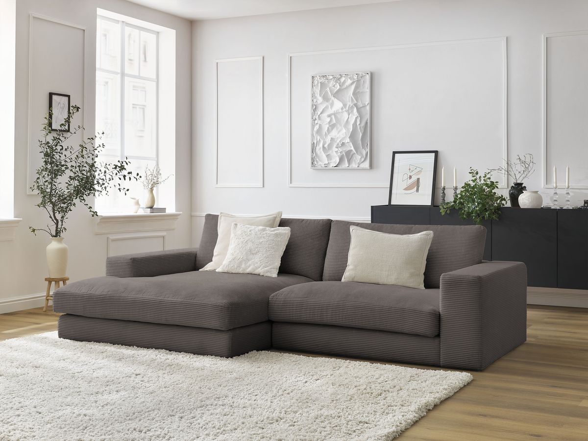 Bobochic Leonard Ecksofa 234 × 159 cm Cordsamt Braun Ecke links