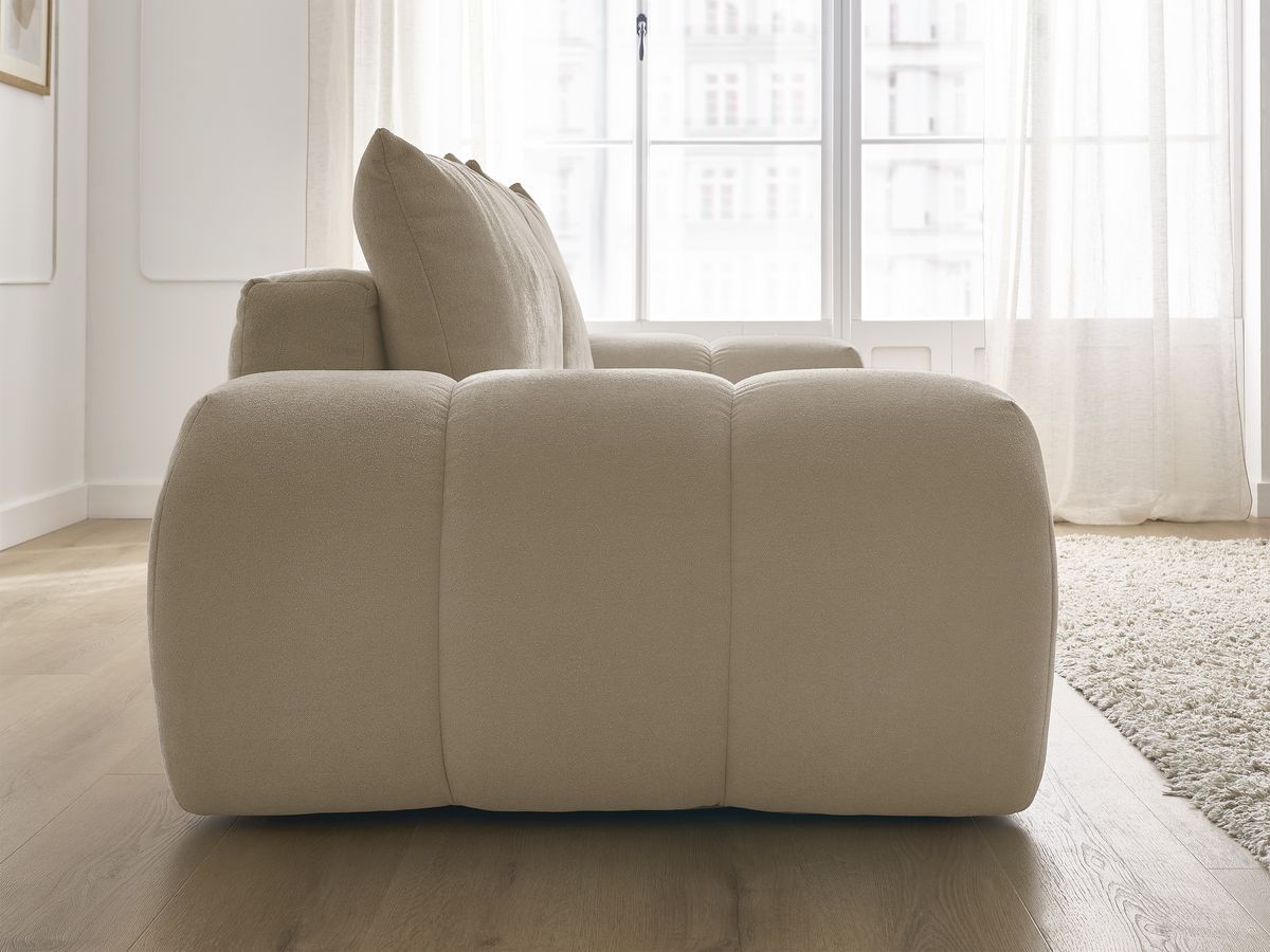Bobochic Everest Sofa 3-Sitzer, 2 Kissen Strukturstoff Taupe