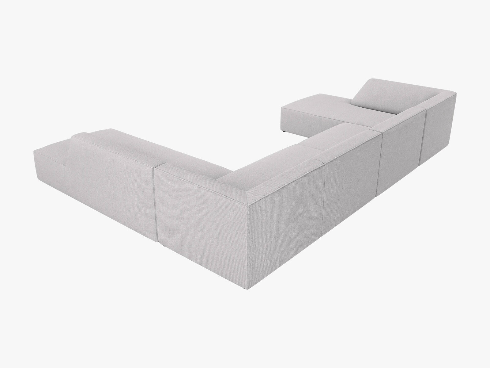 Micadoni Panorama-Ecksofa Ruby 7-Sitzer Rechts Strukturierter Stoff Ottawa Hellgrau
