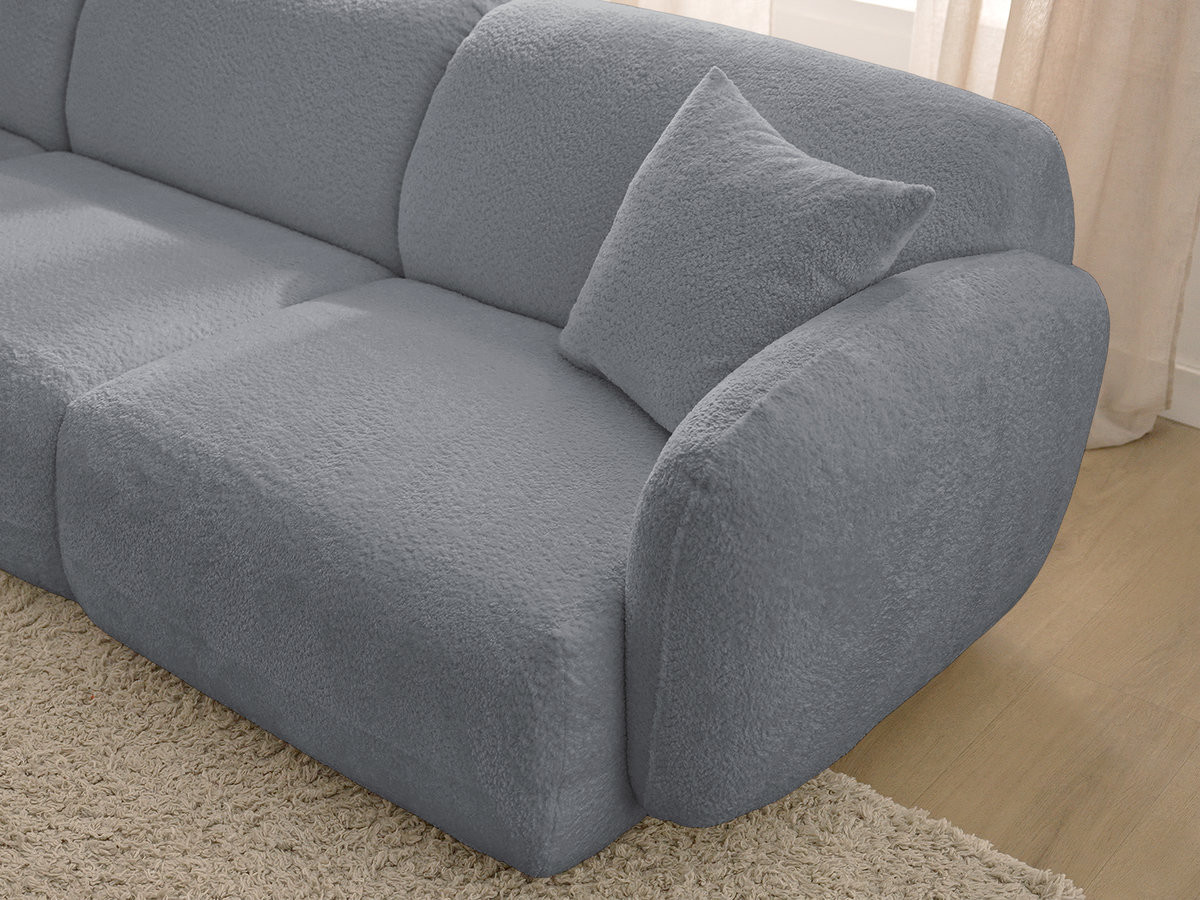 Bobochic Anda Wohnlandschaft mit Pouf 373 × 289 cm Chenille Grau Ecke rechts