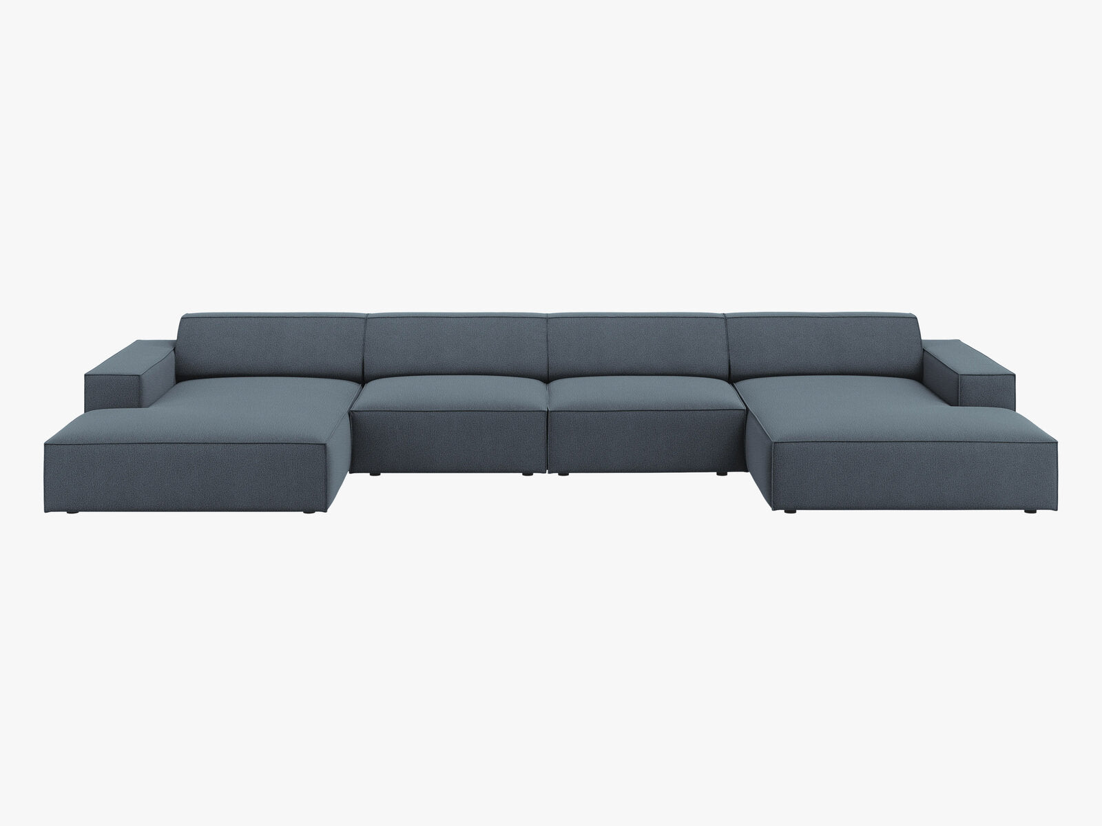 Micadoni Panorama-Sofa Jodie 6-Sitzer Strukturierter Stoff Megan Blau