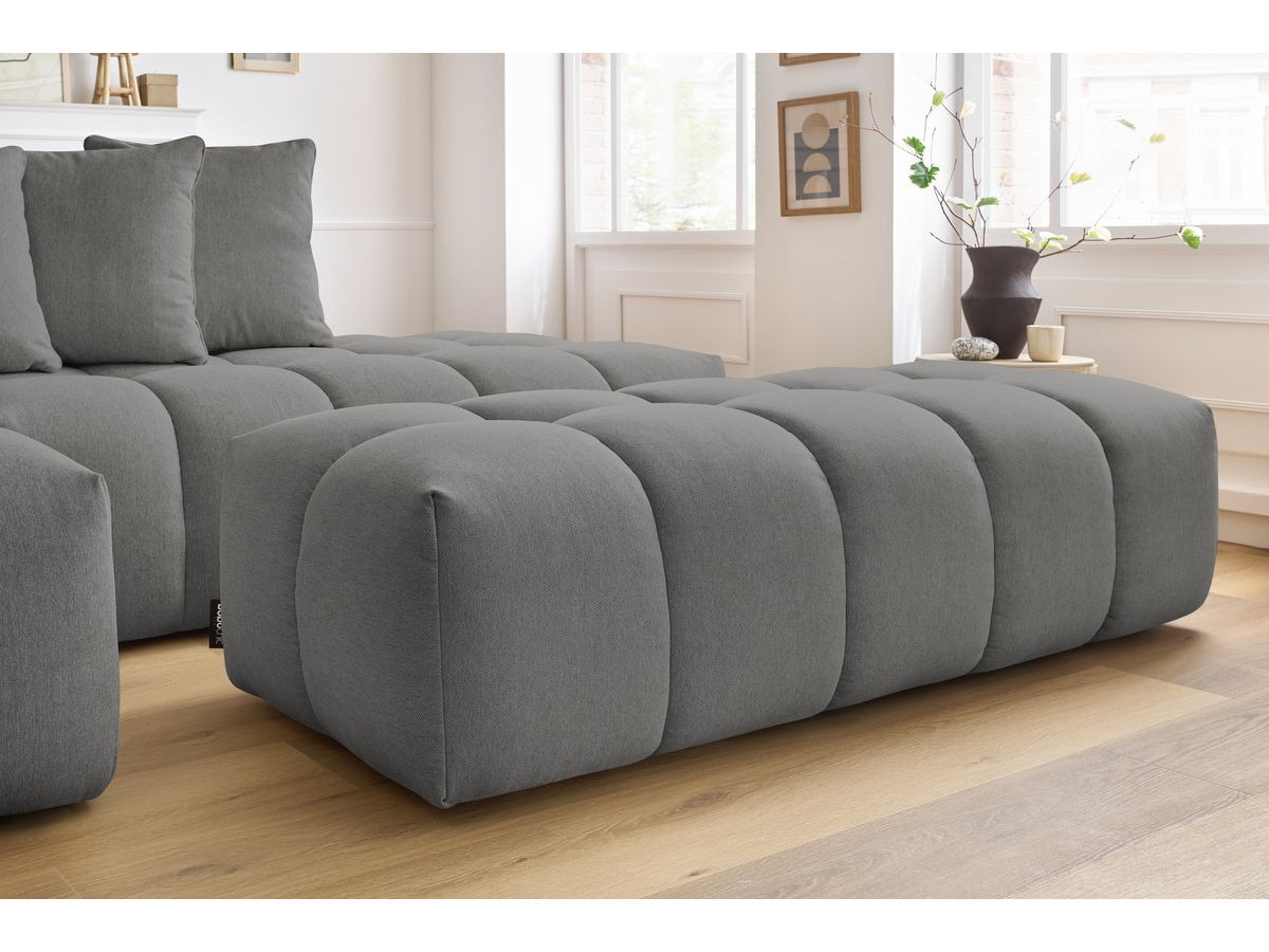 Bobochic Mont-blanc Ecksofa mit Pouf Melange-Stoff Dunkelgrau Ecke links