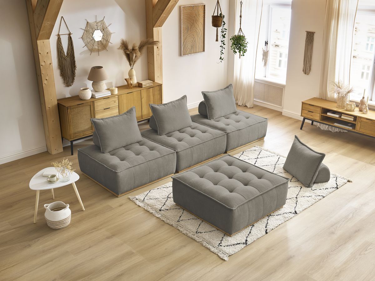 Bobochic Elisa Sofa 4-Sitzer Strukturstoff Taupe