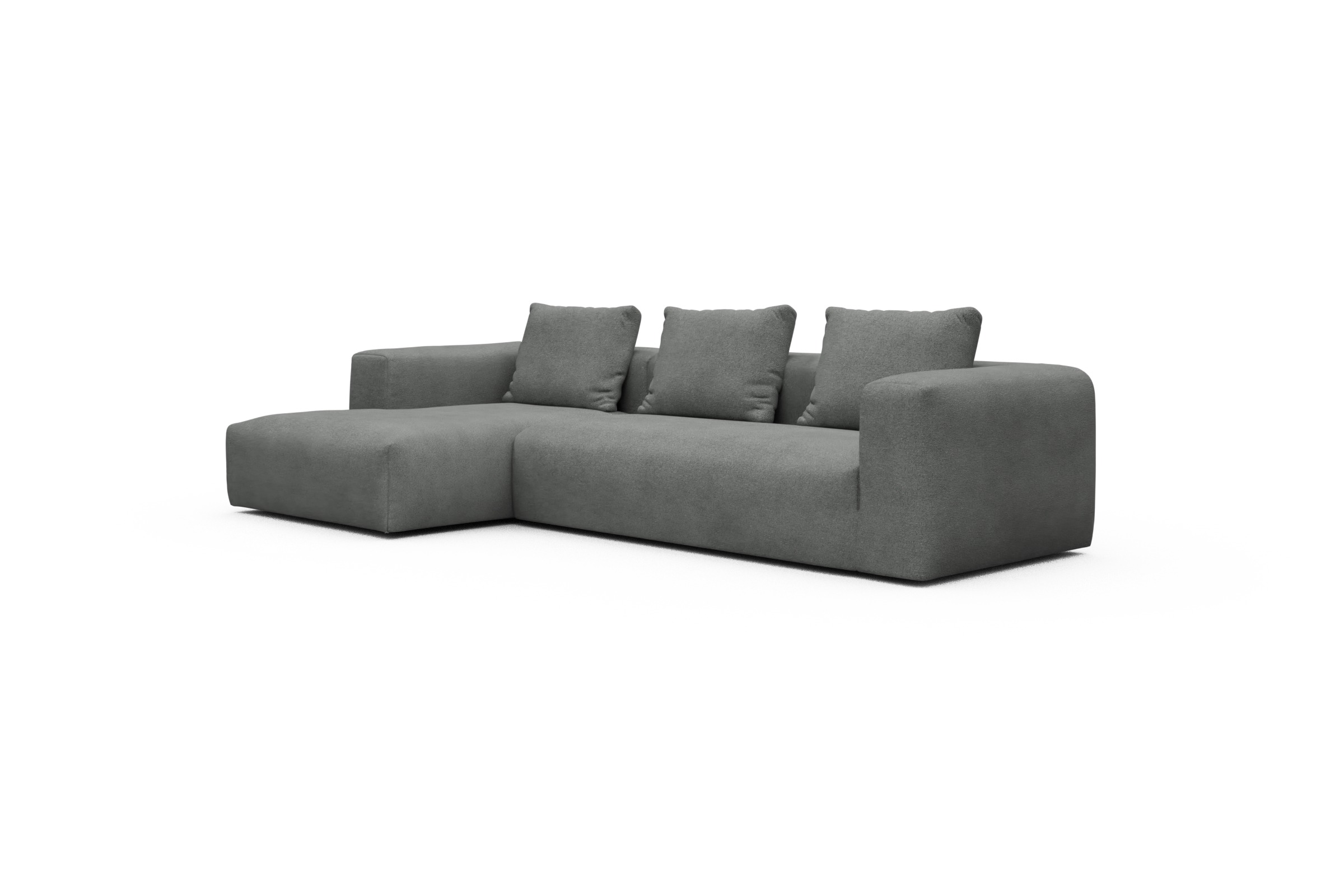 Ecksofa Fred Chaiselongue links mit 2,5-Sitzer Boucle-Ash-Grey
