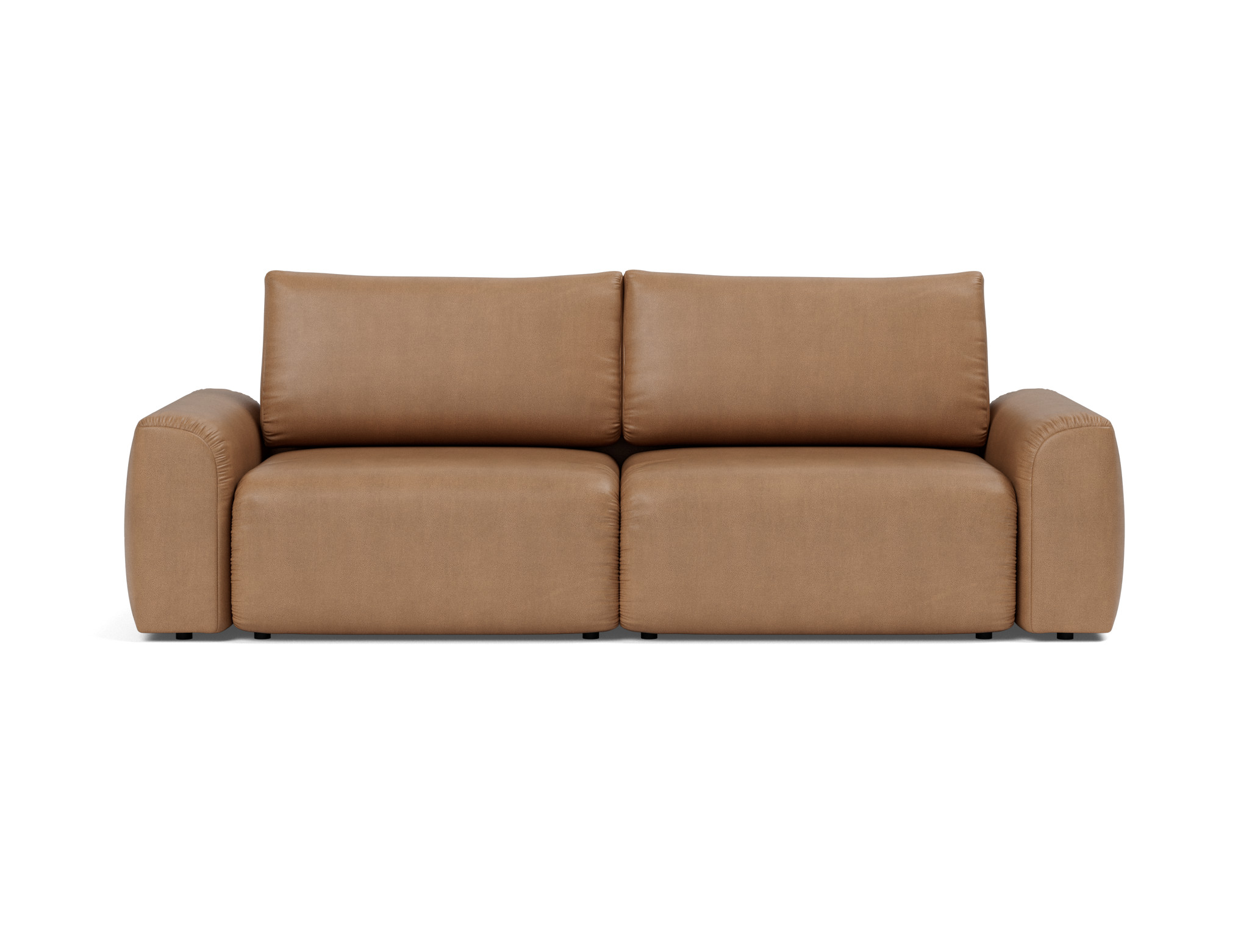 Schlafsofa Norum mit Chunky-Armlehnen Lederoptik Faunal 551-Brown
