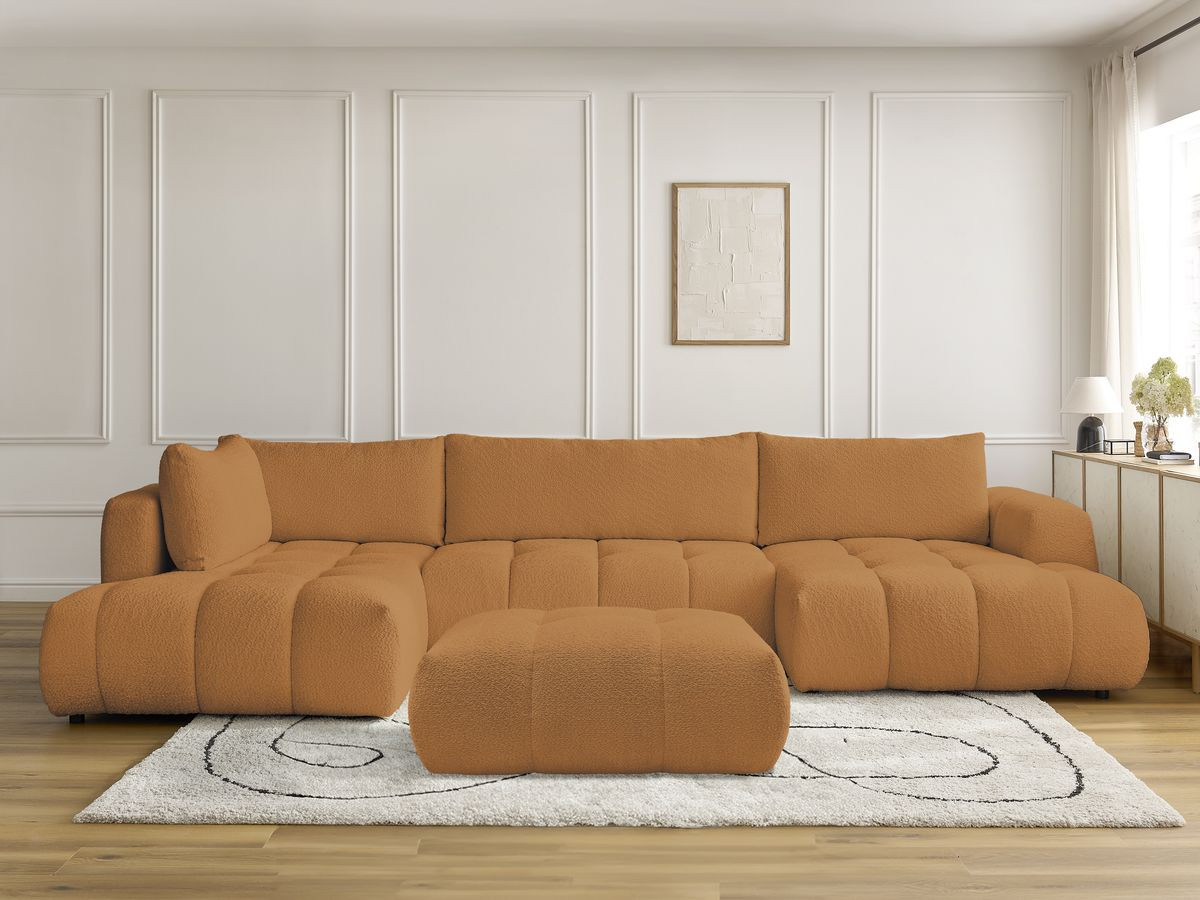 Bobochic Fuji Wohnlandschaft mit Pouf Bouclé-Stoff Gelb Ecke rechts