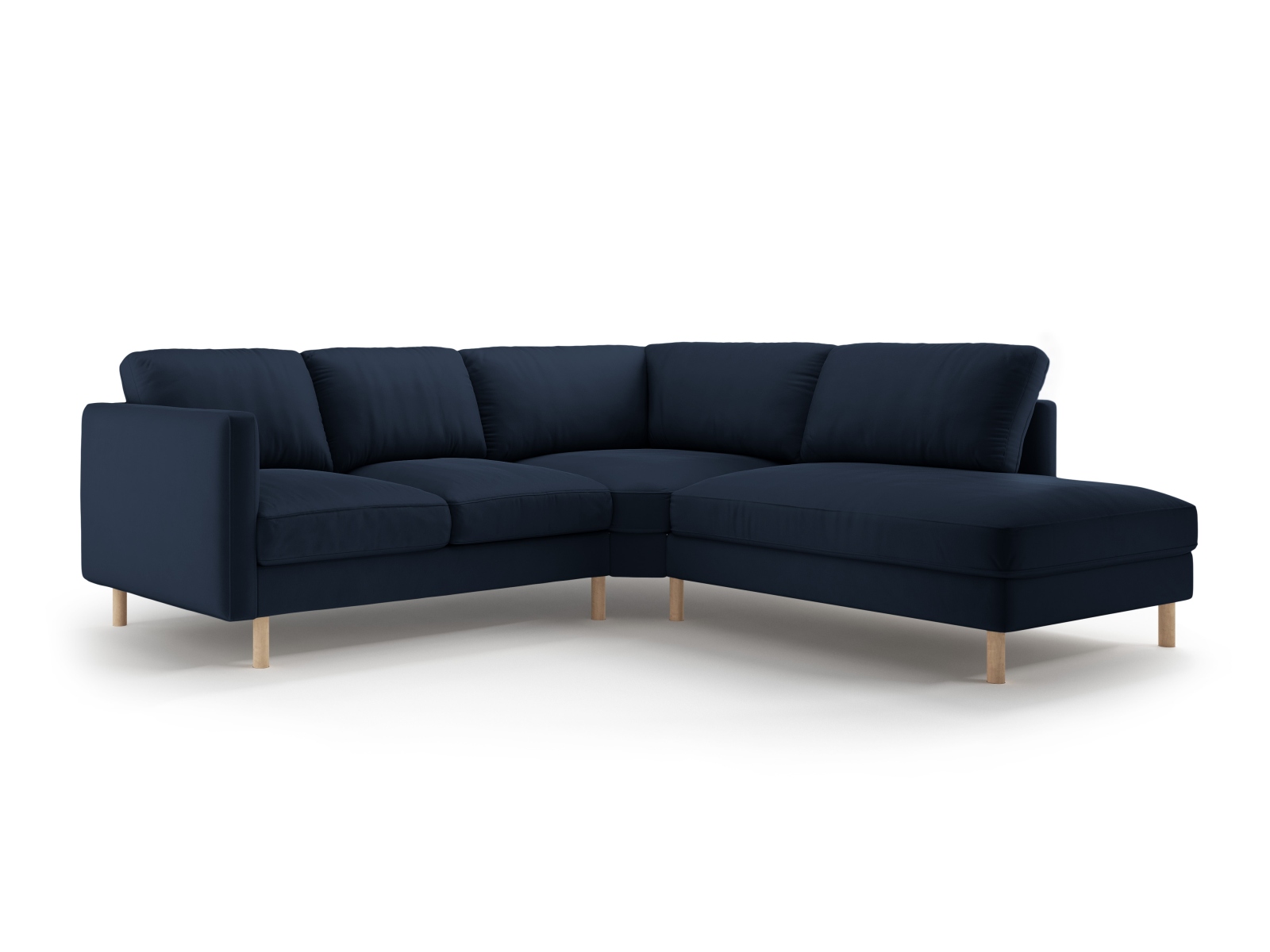 Micadoni Symmetrisches Ecksofa Eden 4-Sitzer Rechts Samt Dunkelblau