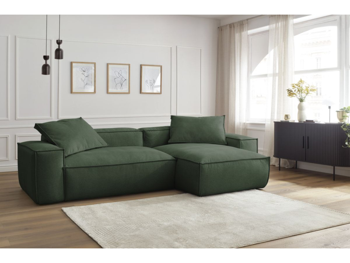 Bobochic Boheme Ecksofa, 2 Kissen Melange-Stoff Grün