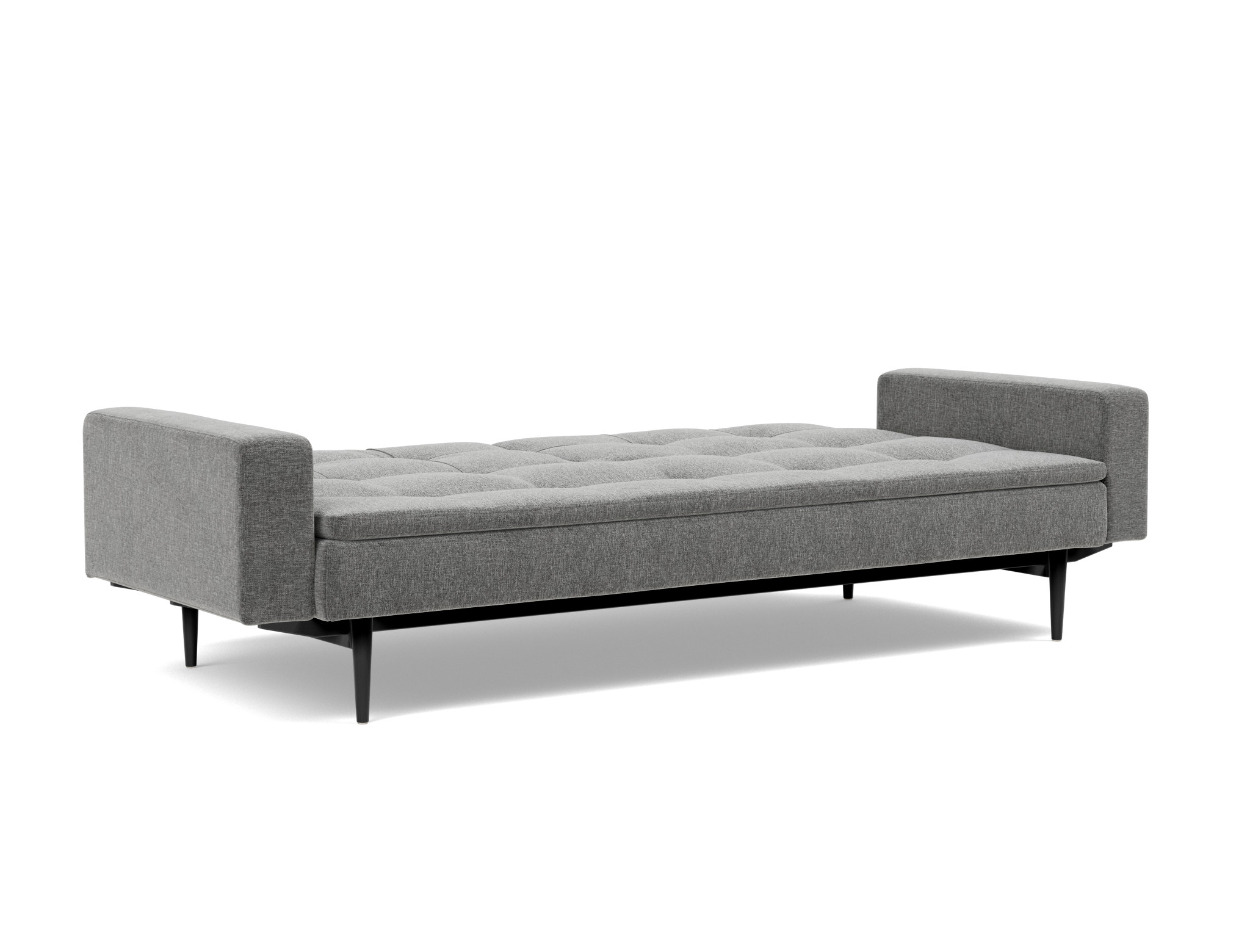 Schlafsofa Dublexo mit Armlehnen Strukturierter Stoff Twist 563-Charcoal Beine Styletto Eiche schwarz