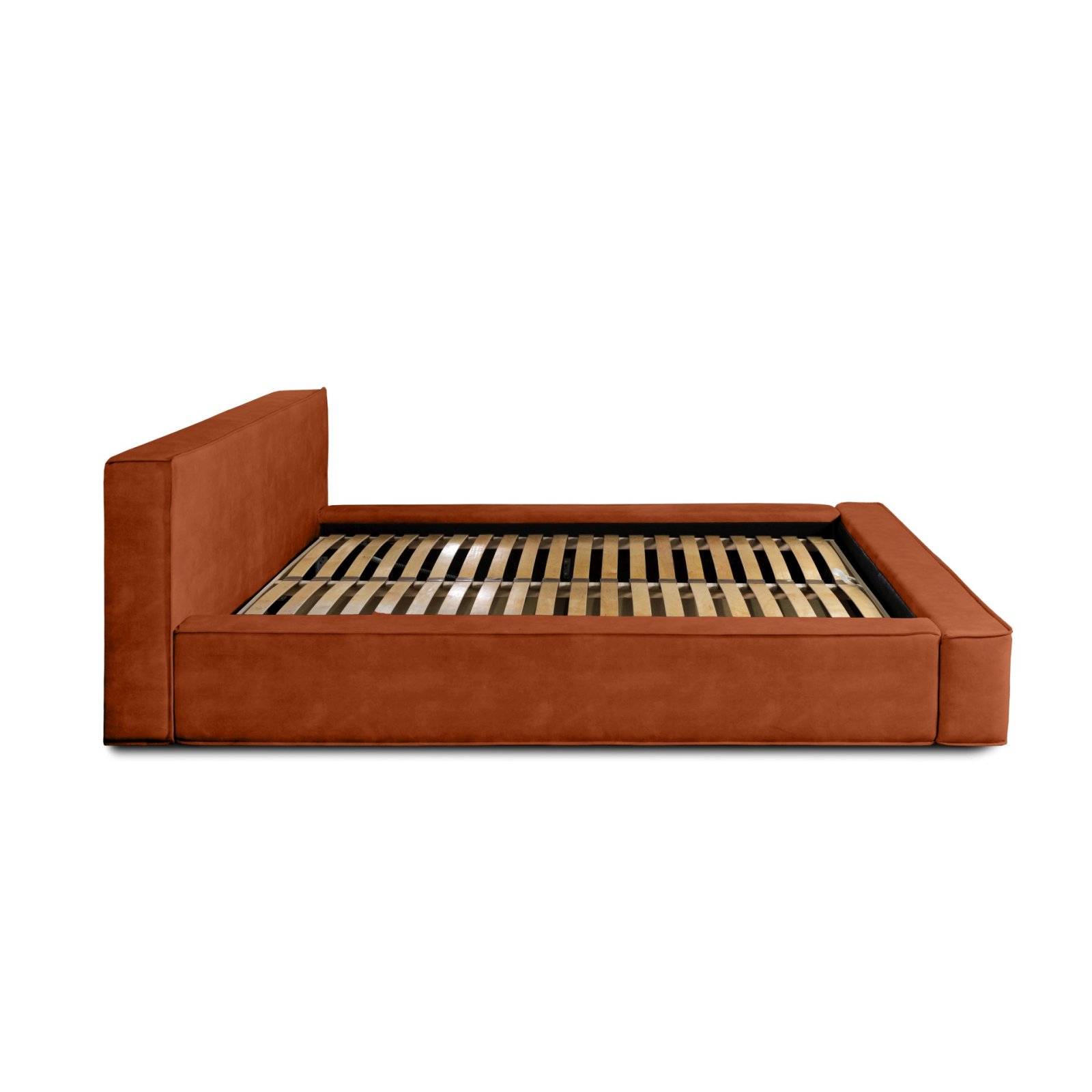 Polsterbett Delano Samtstoff 180x200 mit Metallrahmen Macau Brick