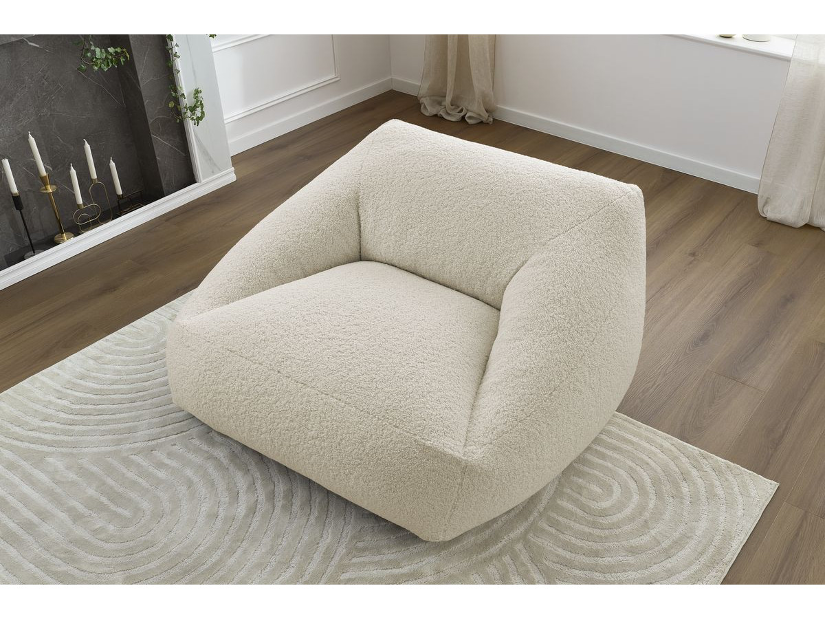 Bobochic Lilibet Pouf Bouclé-Stoff Beige