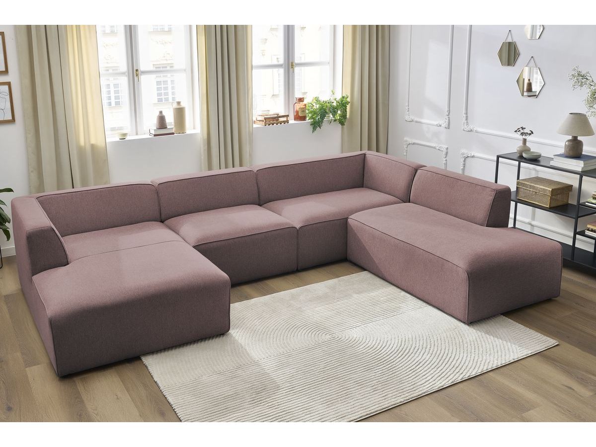 Bobochic Megeve Wohnlandschaft Melange-Stoff Rosa Ecke links