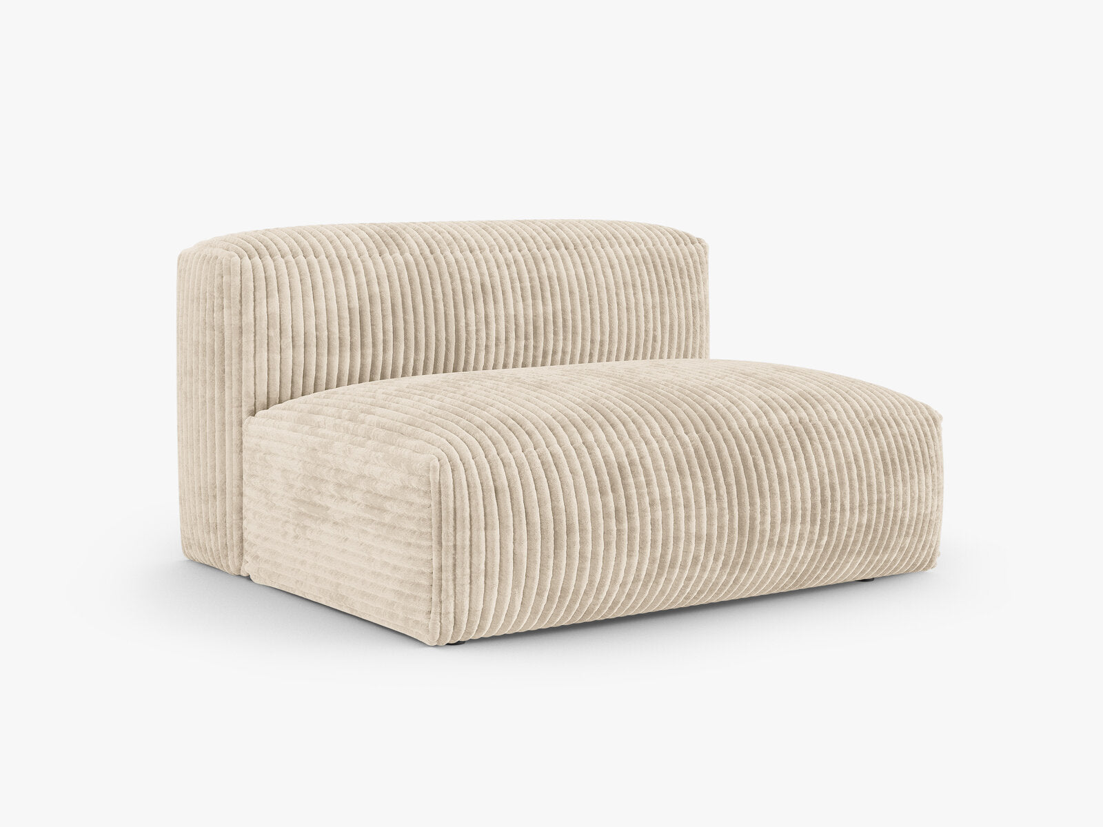 Micadoni Eckmodul mit Armlehne Martina 1-Sitzer Groß 90cm Sitztiefe Rechts Kord Tilia Helles Beige