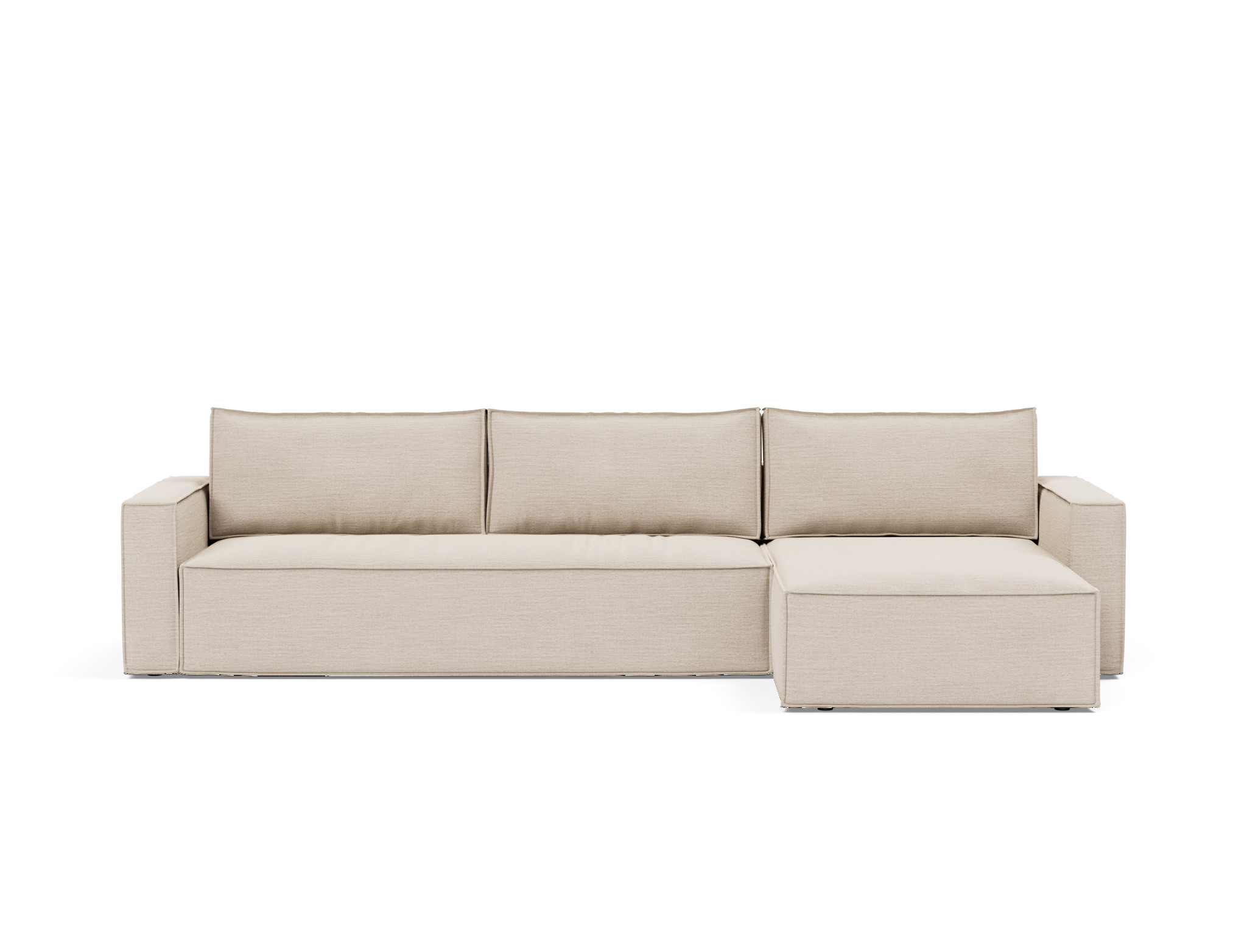 Schlafsofa Newilla mit Chaiselongue Webstoff Blida 612-Sand-Grey