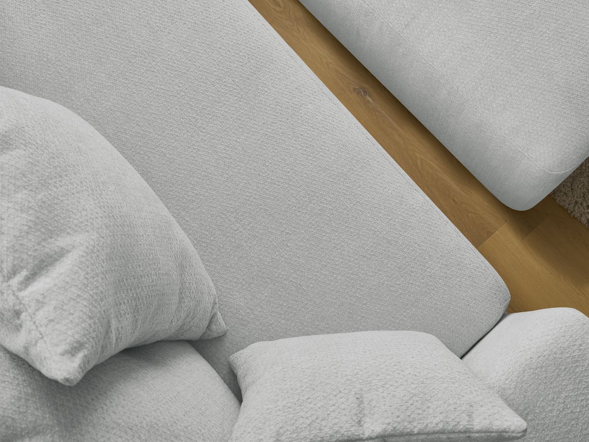 Bobochic Sidonie Schlafsofa 4-Sitzer mit Bettkasten und Pouf Melange-Stoff Hellgrau