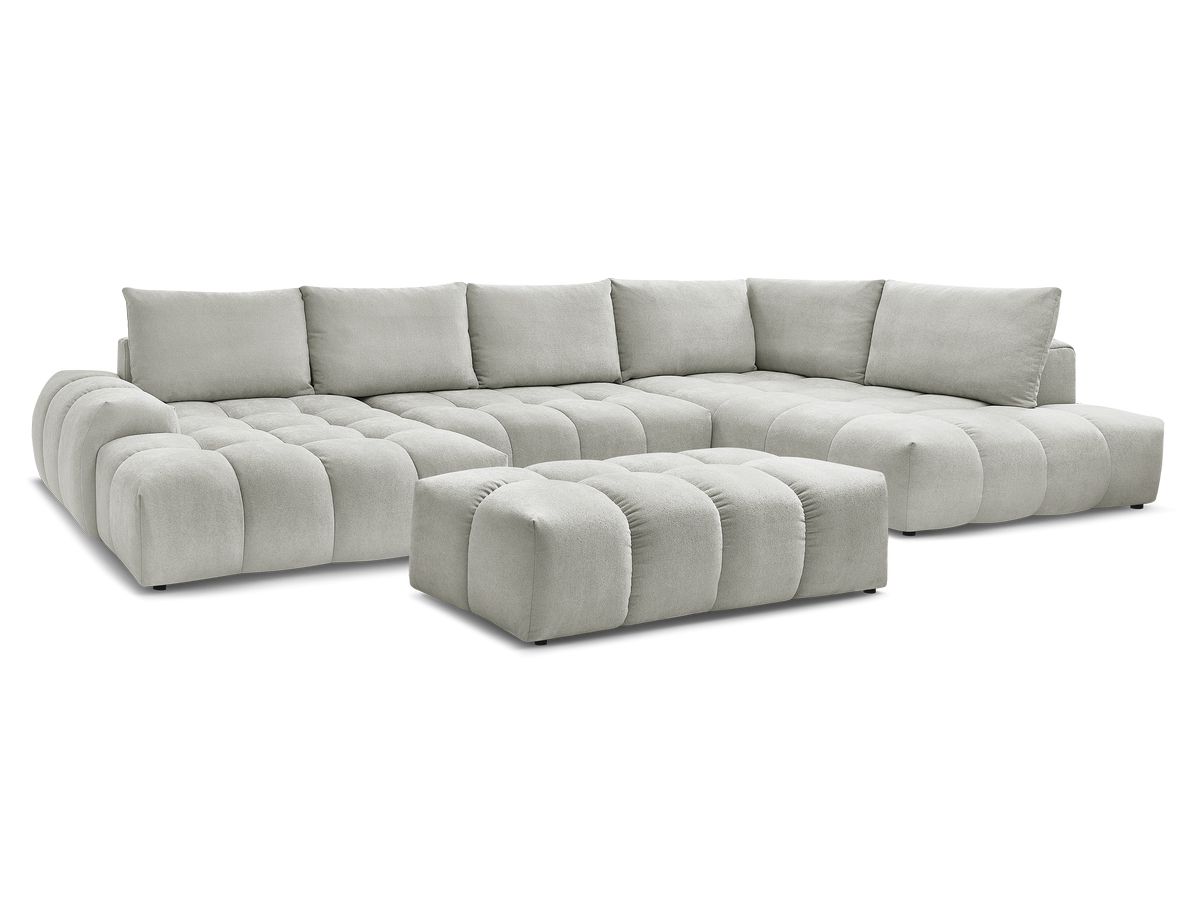 Bobochic Everest Wohnlandschaft mit Pouf, 6 Kissen Strukturstoff Hellgrau Ecke links