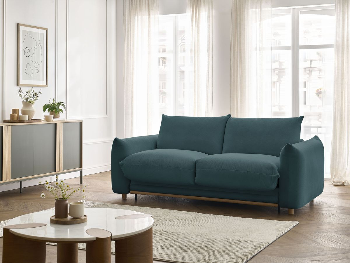 Bobochic Ernest Schlafsofa 3-Sitzer, Liegefläche 190 × 140 / 160 cm Stoff Dunkelblau, Liegefläche 140 × 190 cm