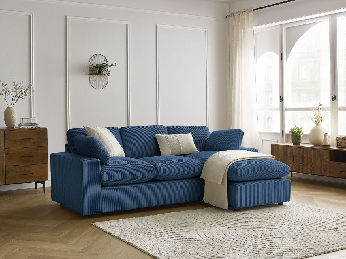 Bobochic Belair Ecksofa 220 × 139 cm Cordsamt Dunkelblau