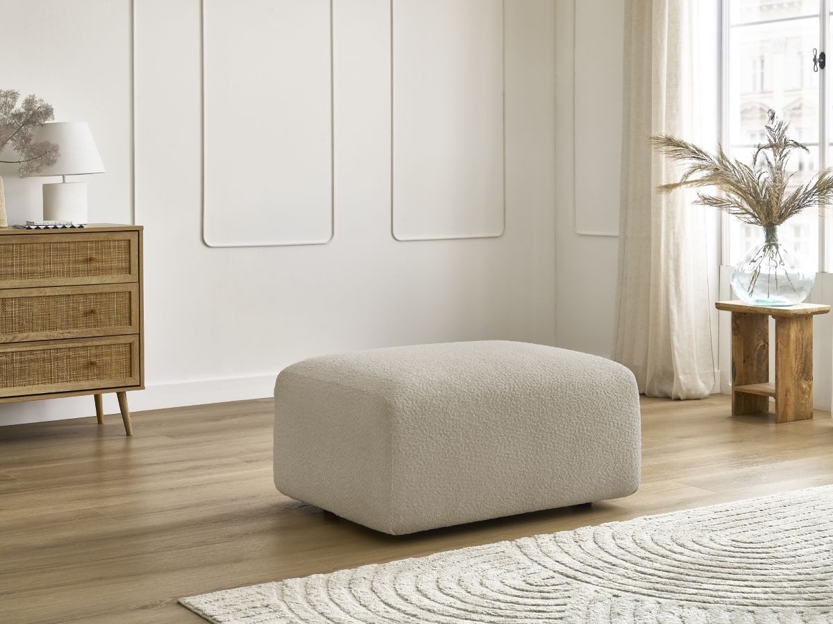Bobochic Tina Pouf Bouclé-Stoff Beige